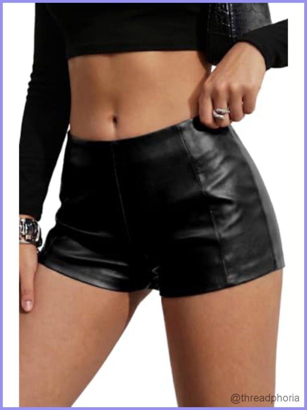 Low Rise Faux Leather Mini Booty Shorts for Going Out & Date Night
